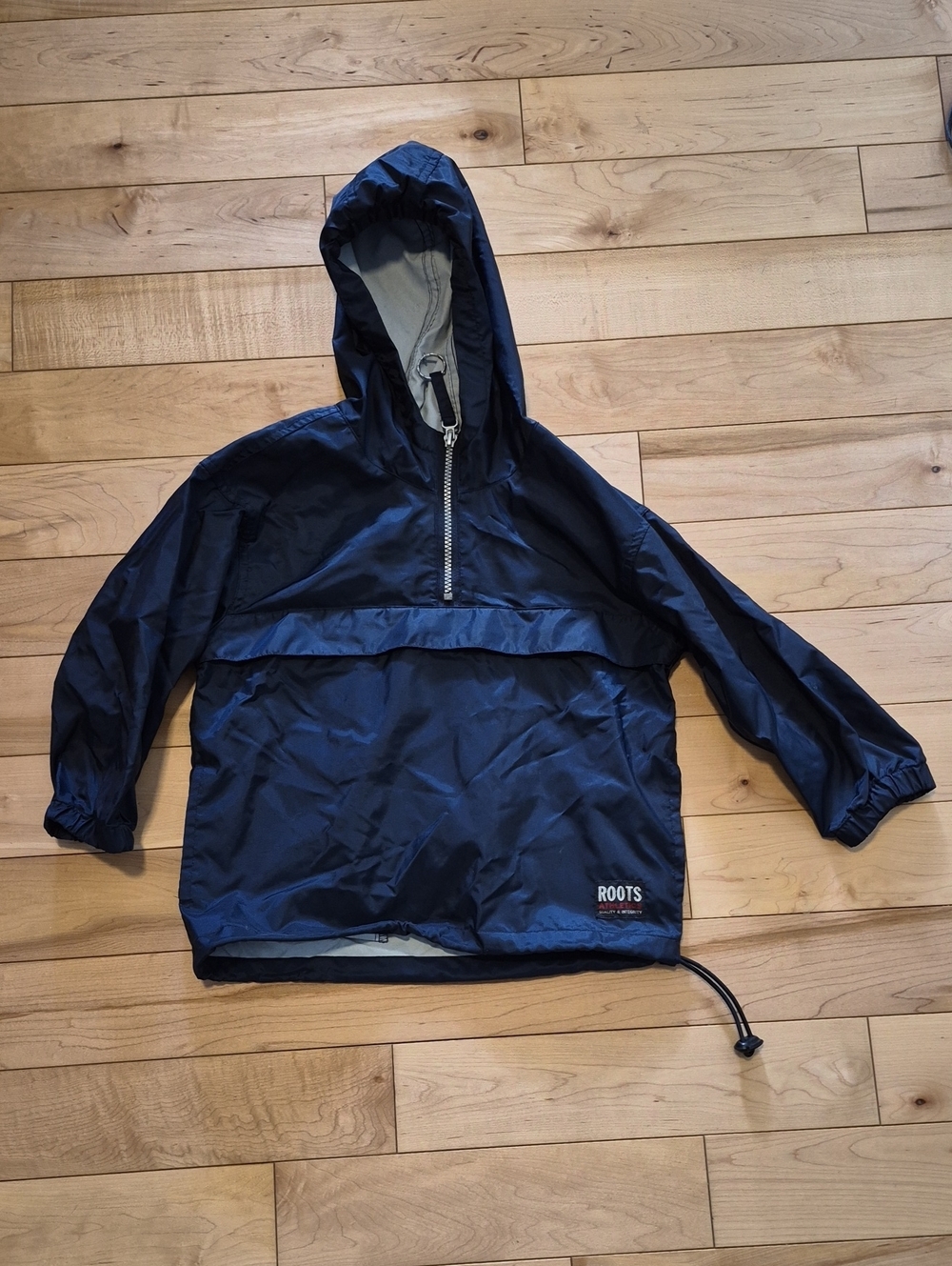 Boys Size 4 Roots Navy Hooded Pullover Rain Jacket (Water Resistant)